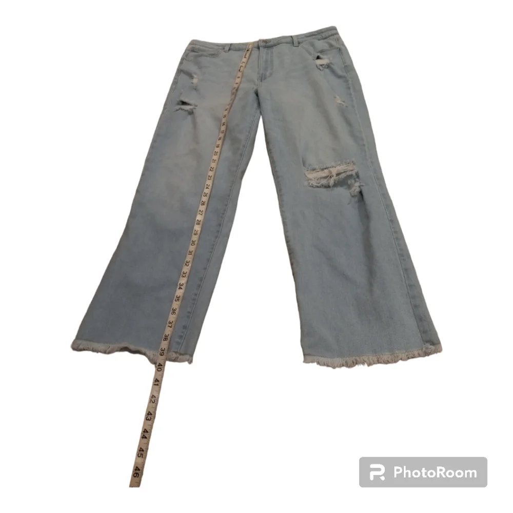 Women 19/34 Vintage Y2K Distressed Baggy Straight Leg Jeans Straight Leg Denim